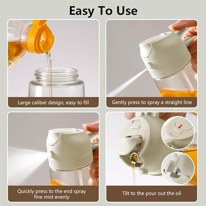 SWEET VIEW Oil Sprayer for Cooking, 16oz/470ml Glass Oil Dispenser/Pour Bottle - Image 2