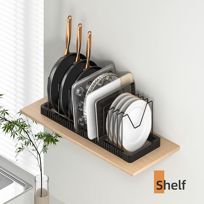 PanPanPal Pots and Pans Organizer under Cabinet, Expandable Pot Lid Organizer - Image 7