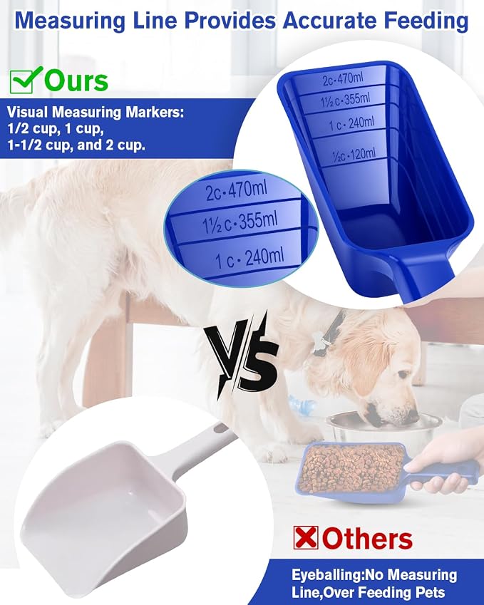2 Cup Dog Food Scoop, Plastic Pet Food Scoop - Image 3