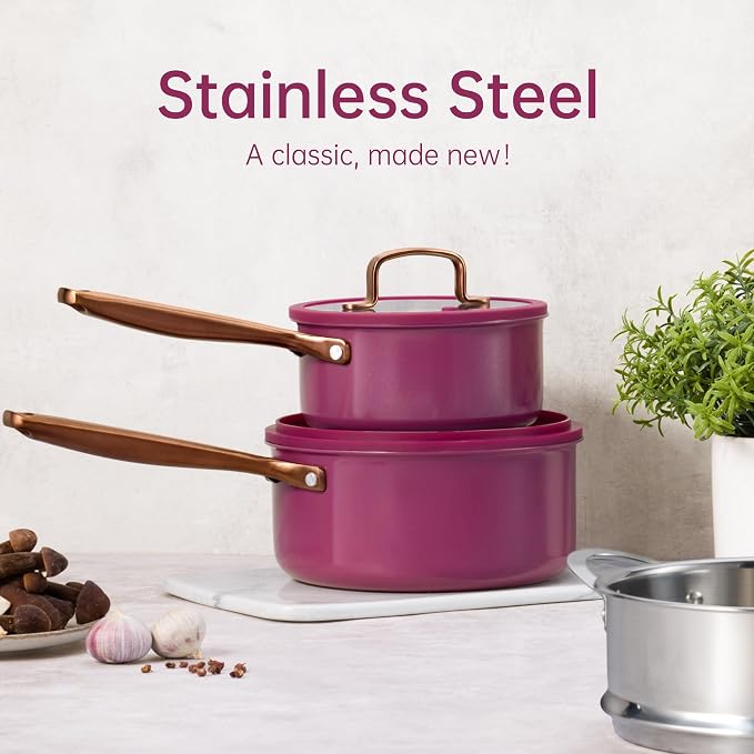 CAROTE 1.5Qt & 3.0Qt Stainless Steel Saucepan Set - Image 9