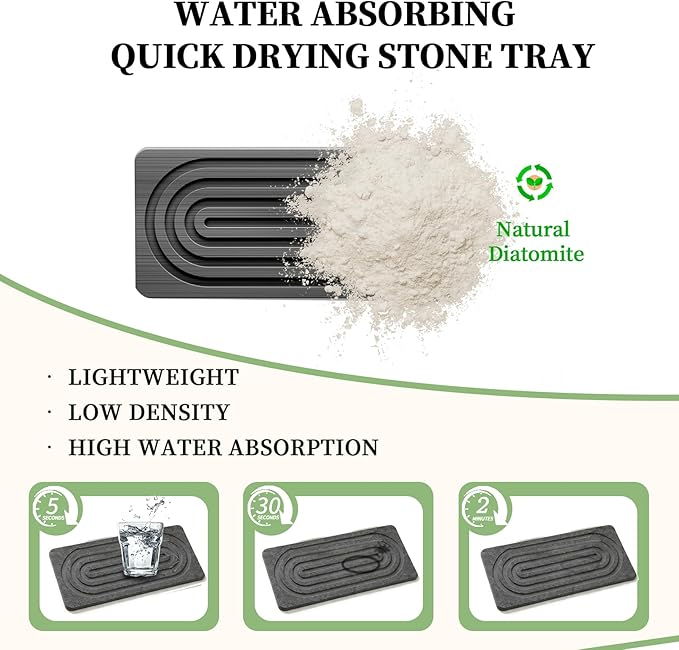 2 PCS Water Absorbing Diatomite Coasters, Stone Drying Mat - Image 4