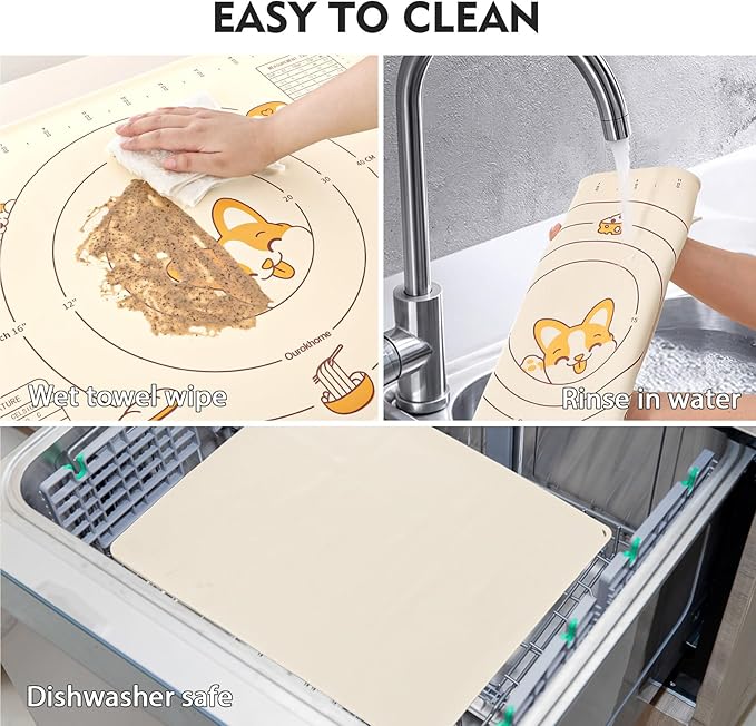 Ourokhome Silicone Baking Mat Sheet and Pastry Dough Cutter, 0.5 Inch Thick 28" - Image 6
