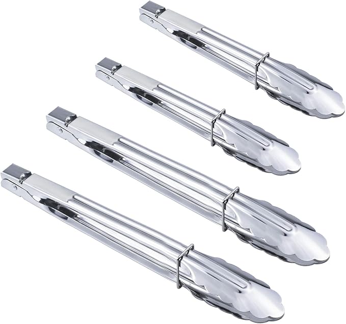 HINMAY Stainless Steel Utility Food Tongs Set Kitchen Metal Tongs by HINMAY