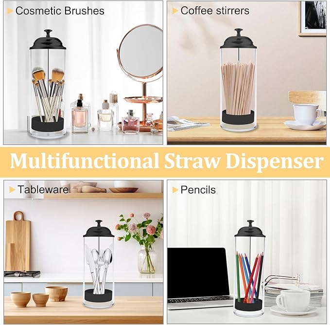Straw Holder for Standard Size Drinking Straws, Acrylic Plastic Straw Dispenser - Image 5