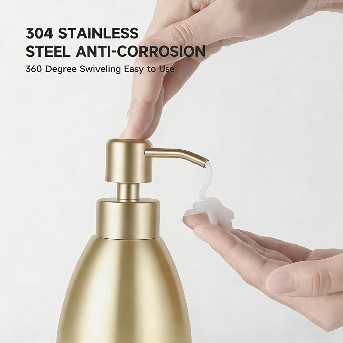 304 Stainless Steel Soap Dispenser 16oz Rust-Proof Liquid Soap Pump Bottle - Image 4