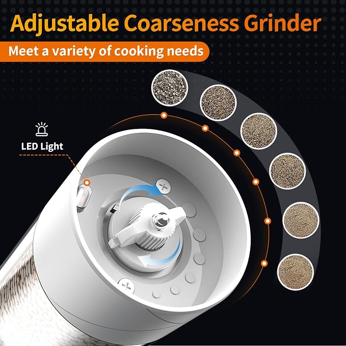 2Pack Electric Salt and Pepper Grinder Set USB Rechargeable - Image 3