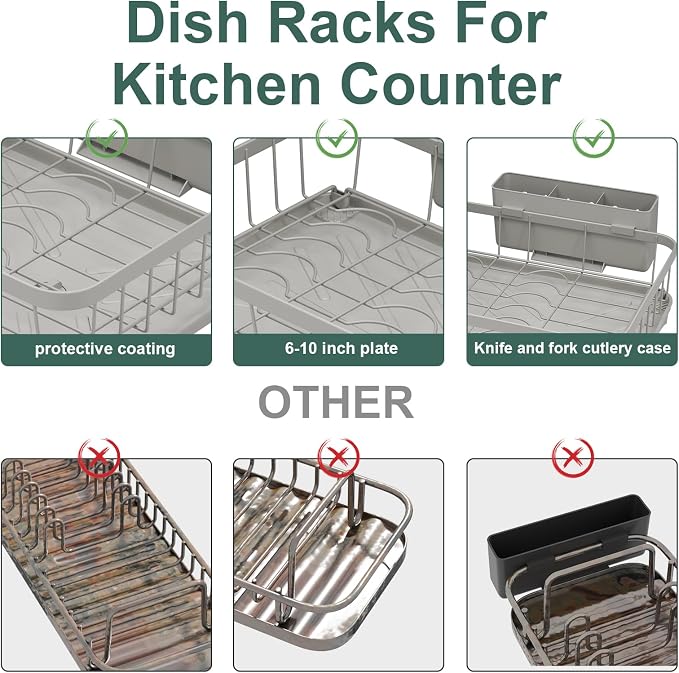 LIYI Dish Drying Rack, Adjustable Spout Design, Kitchen Dish Racks, Made of - Image 5