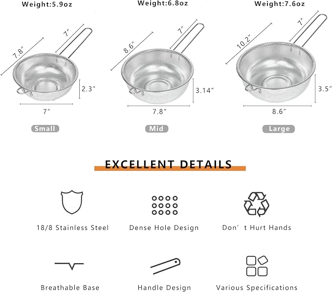 Metal Fine Mesh Strainer and Colander - Image 3