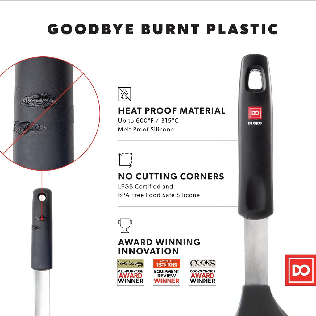 DI ORO Mini Silicone Spatula - Egg & Cookie Turner, 600F Heat