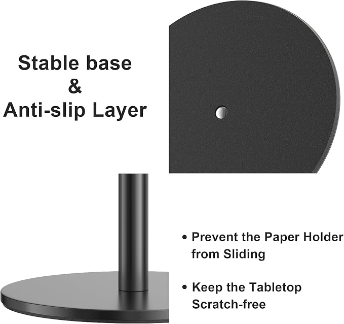 Black Paper Towel Holder Free-Standing, Premium Stainless Steel Paper Rolls - Image 5