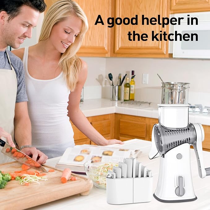 APSARAS USA Cheese Grater Hand Crank, Rotary Cheese Grater, 5 in 1 Rotary Grater - Image 5
