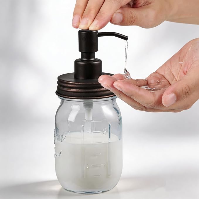 Amolliar Mason Jar Liquid Soap Dispenser Lid, Rust Proof Stainless Steel - Image 3