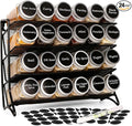 DIDITIME Spice Rack Organizer – 24 Glass Jars, 60 Labels & Marker, Space-Saving by DIDITIME