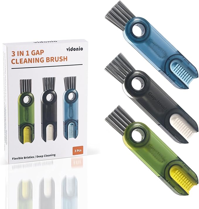 3 in 1 Cup Lid Gap Cleaning Brush Set, Mutipurpose Tiny Silicone Cup Holder by VIDONIO