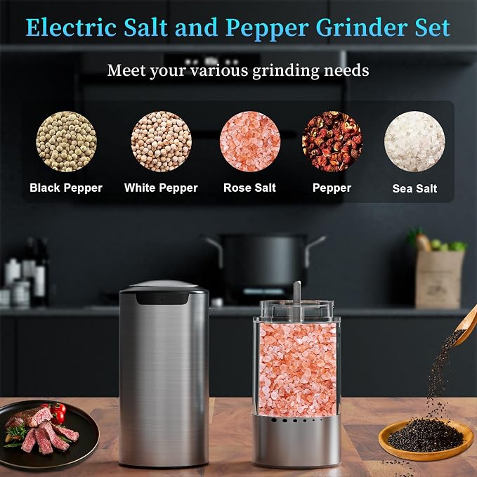 Electric Salt and Pepper Grinder Set Type-C Fast Charging, Automatic Salt and - Image 2