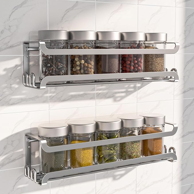 LUCYCAZ 2 Pack Wall Mounted Spice Rack by LUCYCAZ