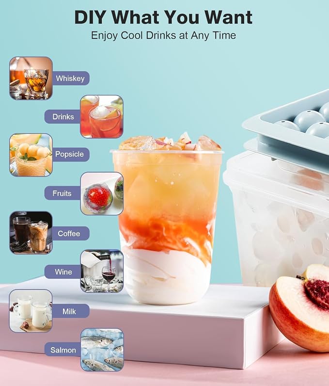 Ice Cube Tray with Lid and Bin – Round Ice Cube Trays - Image 7