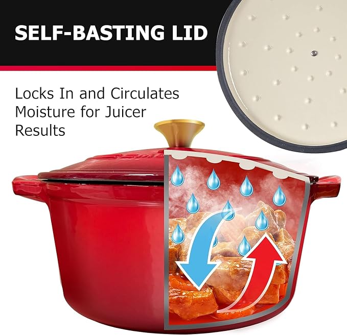 MUELLER HOME 4.5 QT Enameled Cast Iron Dutch Oven, Heavy-Duty Casserole Dish - Image 4