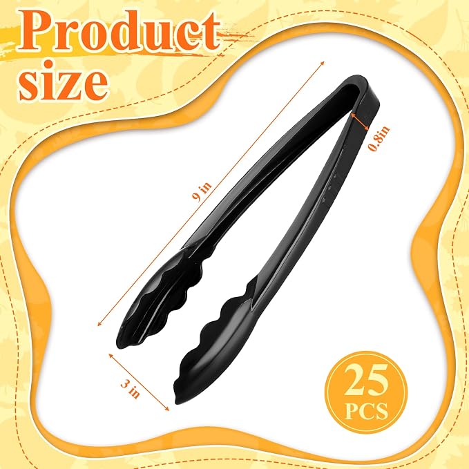 Tessco for you 25 Pcs Plastic Tongs for Serving Bulk, 9 Inch Plastic Disposable - Image 2