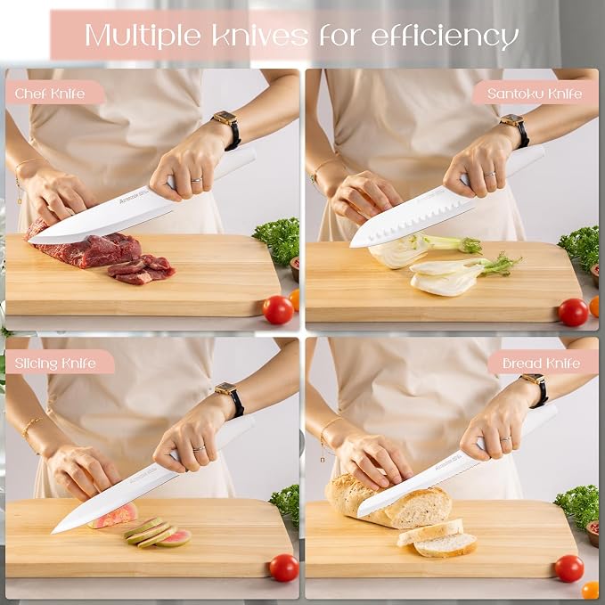 Astercook Knife Set with Block and Sharpener, 22 Piece Kitchen Knife Set - Image 4