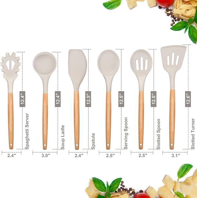 E-far Cooking Utensils Set of 6, Silicone Kitchen Utensils - Image 2