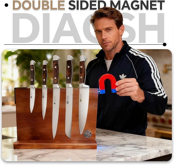 Knife Set with Block, Magnetic Knife Block Set with Knives - Image 5