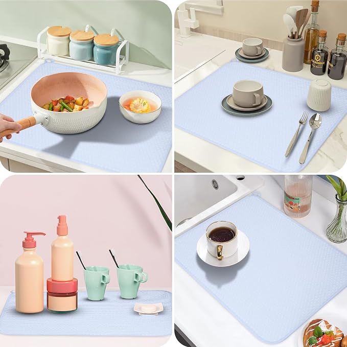 GeeRic 12 * 16 inch Microfiber Dish Drying Mat, Superb Absorbent Kitchen Dish - Image 4