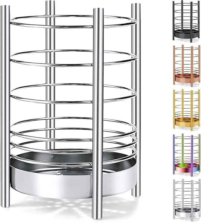 Kitchen Utensil Holder for Kitchen Counter, Stainless Steel Utensil Crocks by HOMQUEN