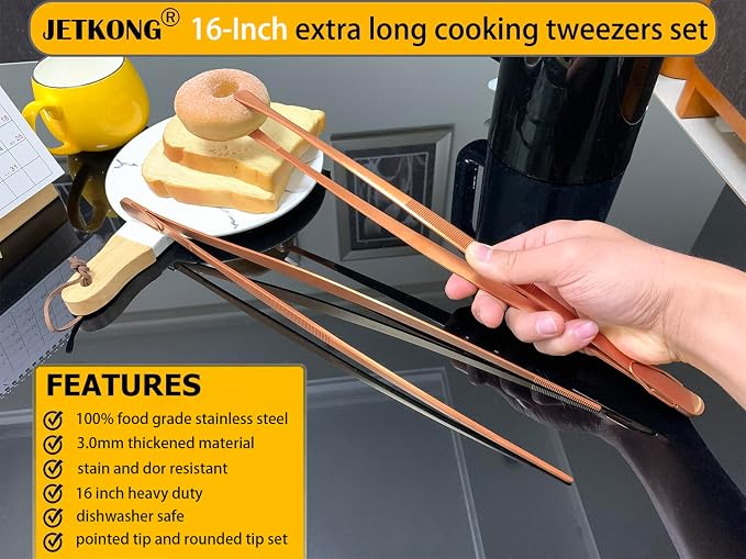 JETKONG 2 Pcs 16-Inch Extra-Large Kitchen Tweezers and Tongs - Image 3