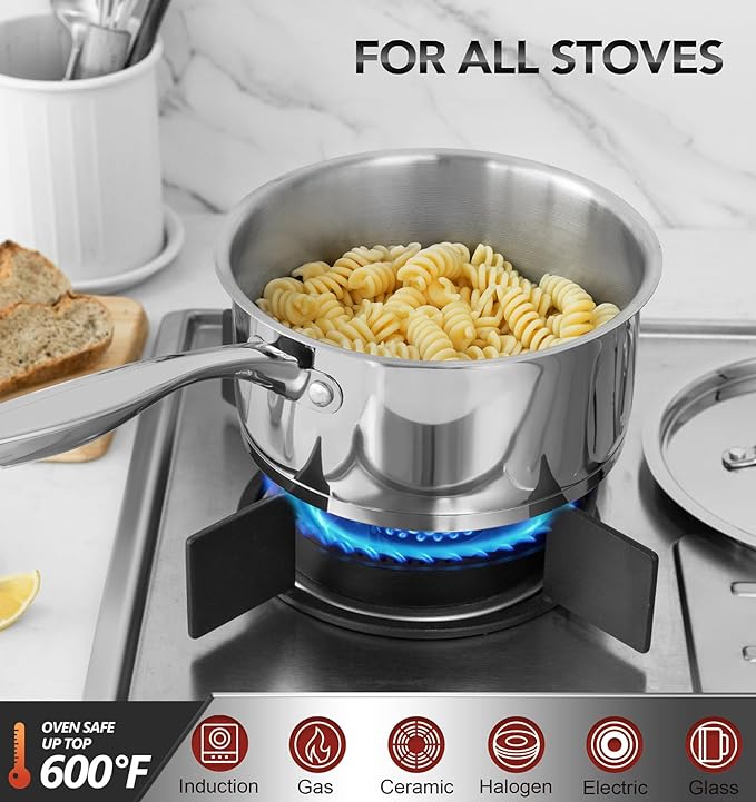 MICHELANGELO Stainless Steel Saucepan Set - Image 6