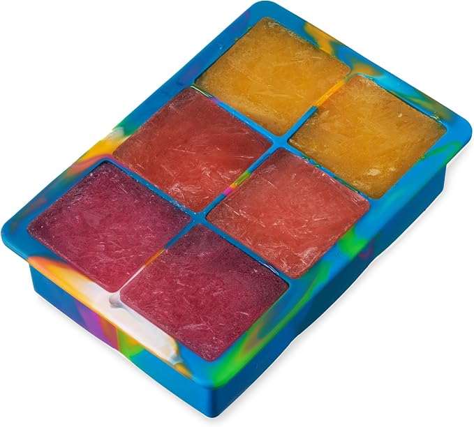 Host Ice Cube Tray with Lid, Makes 6 Large 2" Cubes, Durable Silicone Trays - Image 6