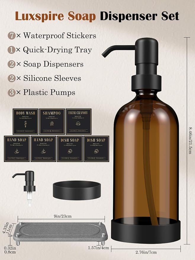Luxspire Soap Dispenser Set, Hand Soap Dispensers - Image 7