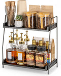 ANBOXIT 2-Tier Coffee Station Organizer, Wooden Kitchen Counter Shelf by ANBOXIT
