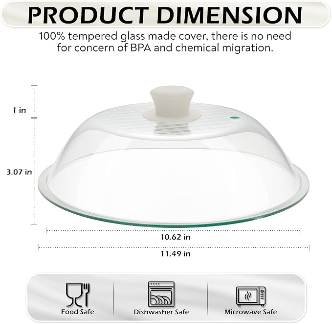 OEC Lighter Weight Tempered Glass Microwave Splatter Cover - Image 2