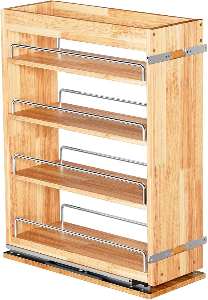 4 Tier Pull Out Spice Rack Holder Shelves, spice organization by OCG