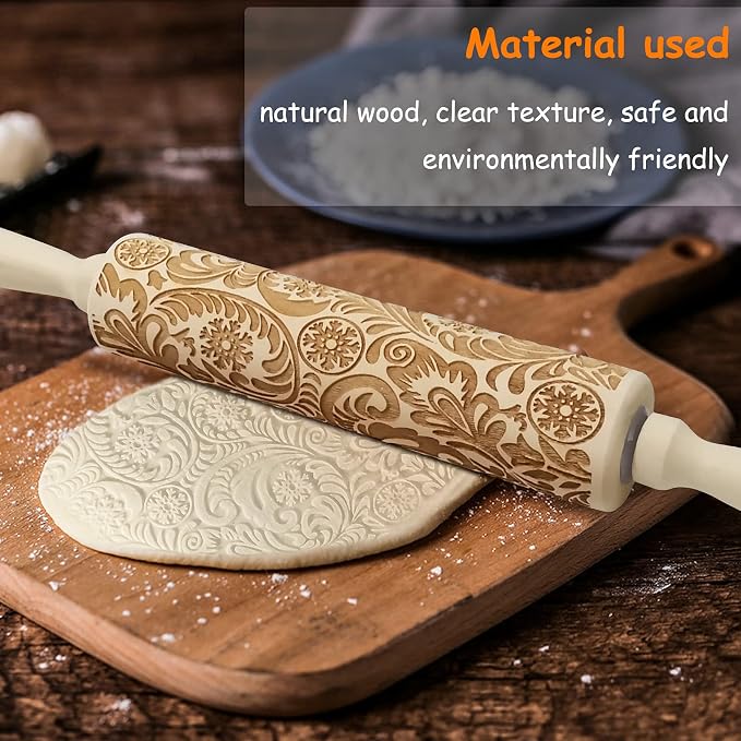 Embossed Wooden Rolling Pin, Embossing Rolling Pin - Image 3