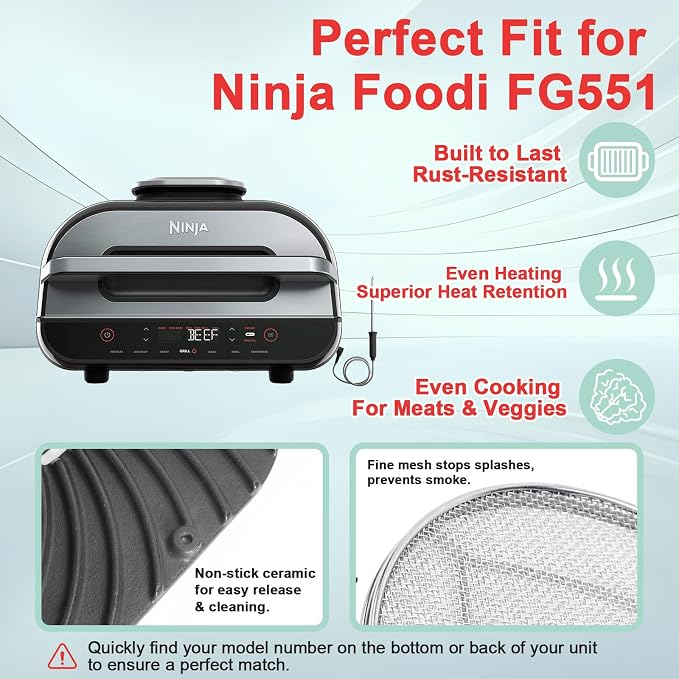 Grill Grate & Splatter Shield for Ninja Foodi FG551 DG551 Grill Accessories - Image 2