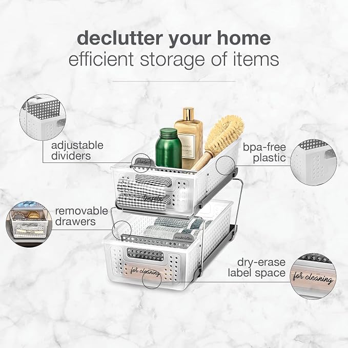 madesmart 2 Tier Bath Organizer, Undersink Storage - Image 4