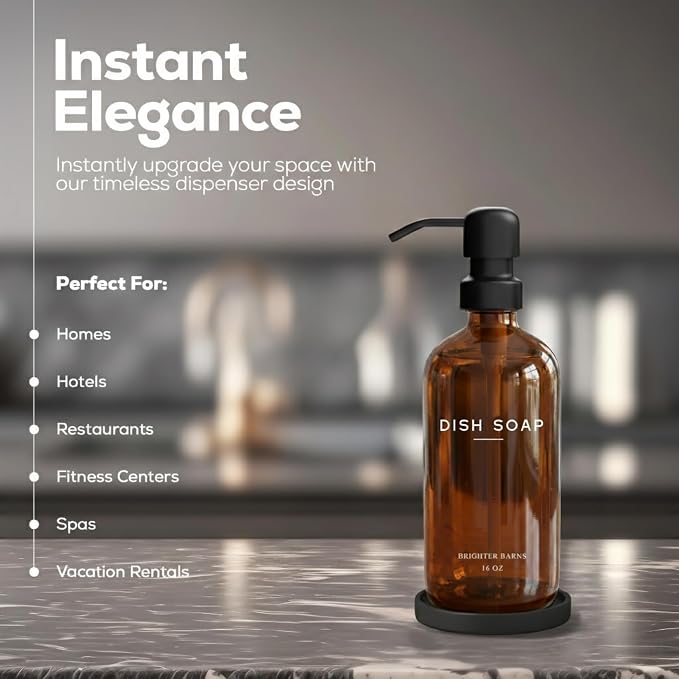Amber Glass Dish Soap Dispenser - Image 2