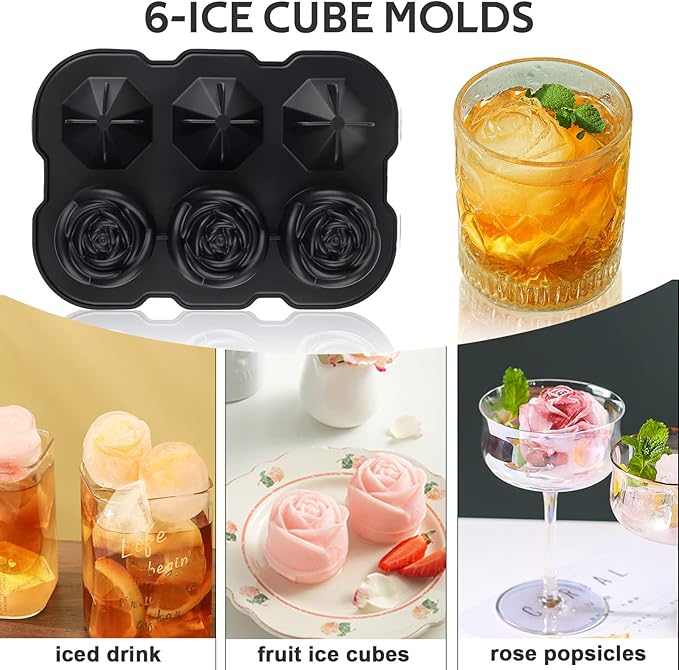 Ice Cube Tray, Mikiwon 2 inch Rose Ice Cube Trays - Image 5