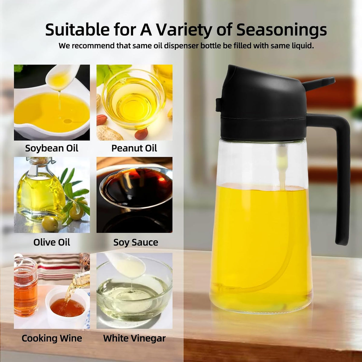 Aovdy 16oz/470ml Glass Olive Oil Sprayer for Cooking - 2 in 1 Olive