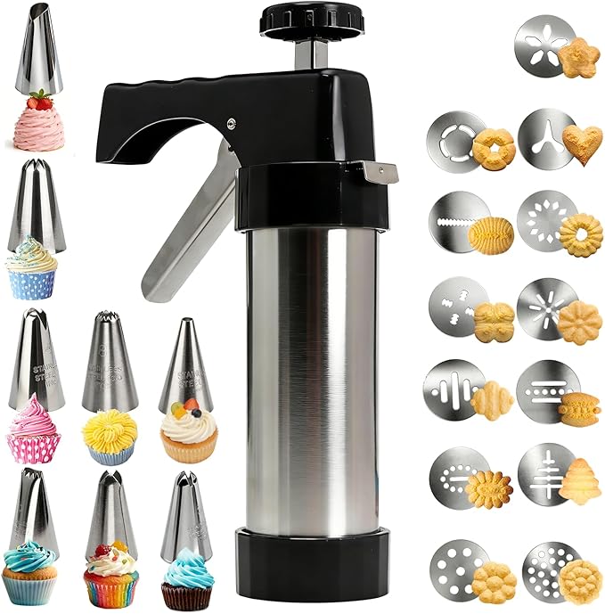 Stainless Steel Cookies Press, Cookie Press Gun Kit by FEAYEA