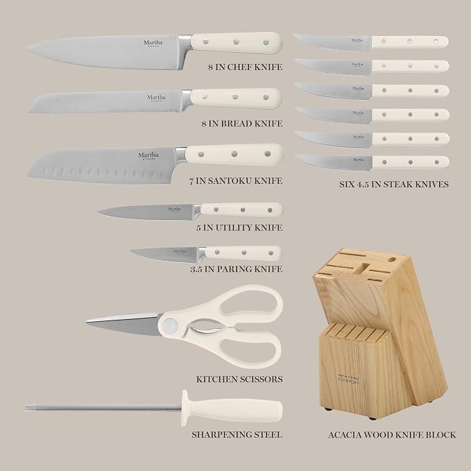 MARTHA STEWART Eastwalk 14 Piece High Carbon Stainless Steel Cutlery Kitchen - Image 6