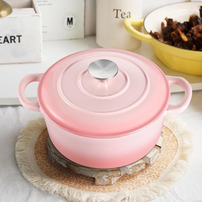 TeamFar Enameled Cast Iron Dutch Oven - 3QT Small Dutch Oven Pot - Heavy Duty - Image 7
