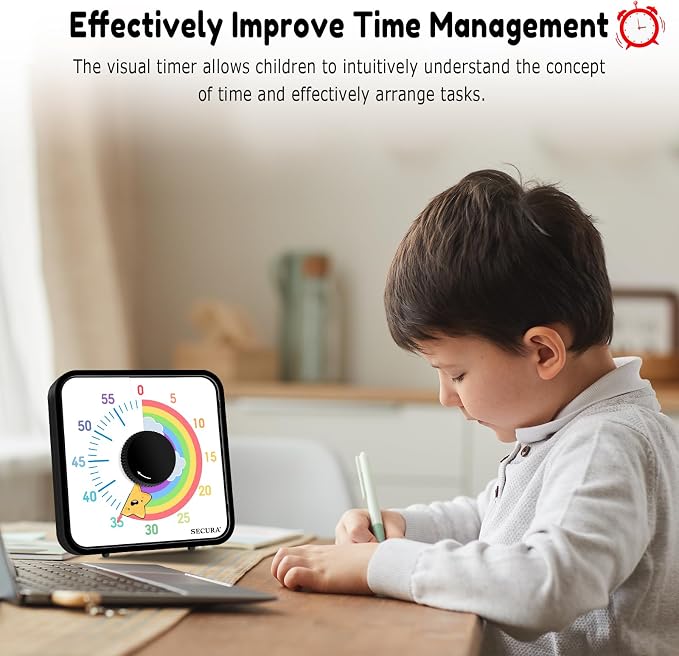 Secura 60-Minute Visual Timer, 7.5 Inch Magnetic Rainbow Countdown Timer - Image 4