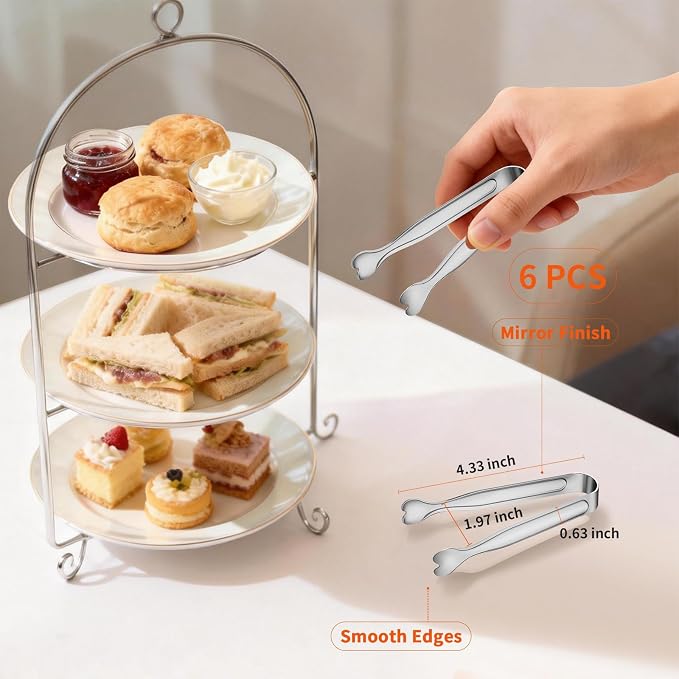 6 Pcs Mini Serving Tongs, 4.3 Inch Heart-Shaped Small Ice Tongs, Food Grade - Image 4