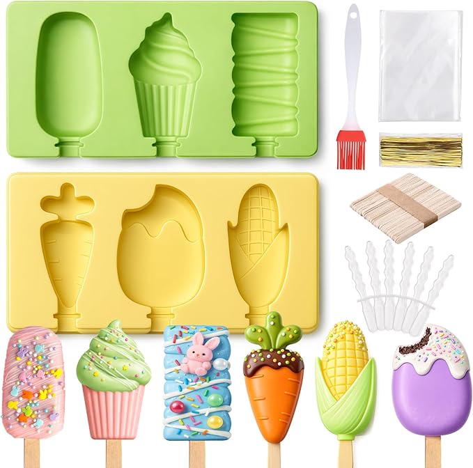 Juome Cake Pop Mold Kit, 2 Pack 6 Cavities Cakesicle Molds Silicone by Juome