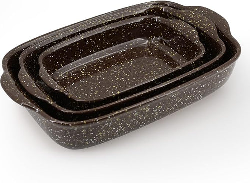 3-Pack Deep Rectangular Ceramic Baking Dishes, Heavy-Duty Oven-Safe Stoneware by Krokori