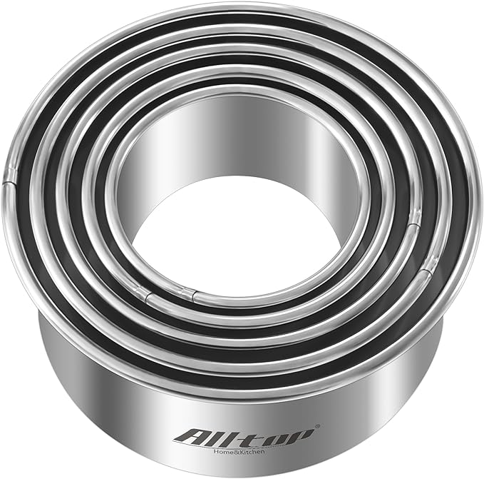 ALLTOP 5 Pcs Round Biscuit Cutter-Stainless Steel Baking Essential Tool by ALLTOP