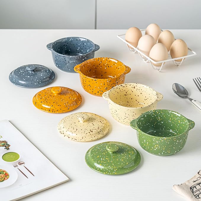 4-Piece 10 Oz Mini Ceramic Cocotte Set - Image 7